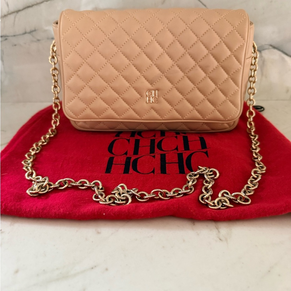 Carolina Herrera Quilted Beige Bag